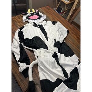 Spirit Cow Costume Jumpsuit with Hood and Tail Halloween Cosplay Adult  S/M